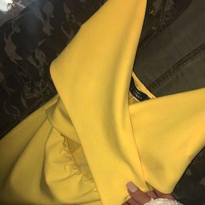 Yellow open rib dress